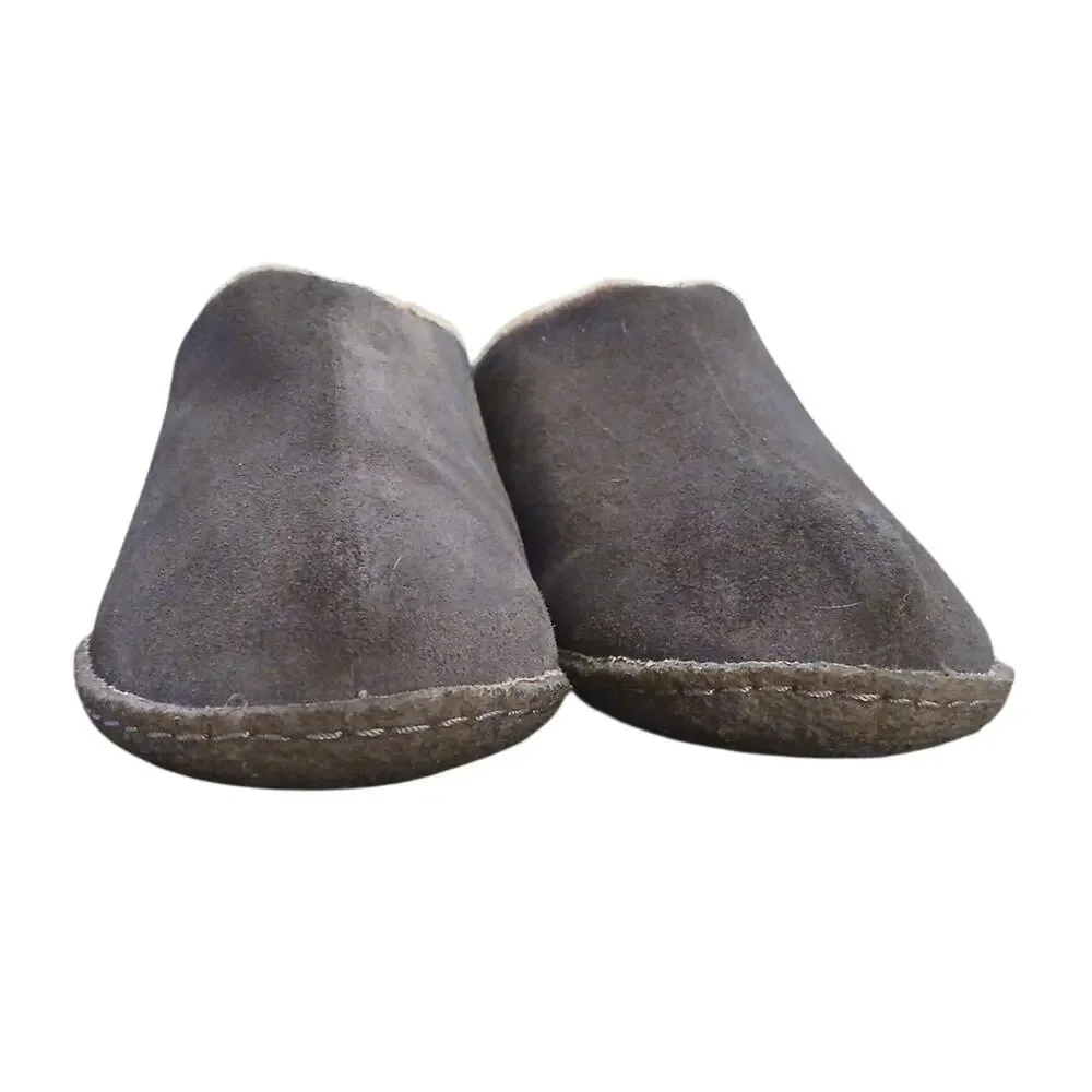 Sorel Kids Lanner 40135 Gray Brown Faux Fur Round‎ Toe Slip On Slippers US Sz 4